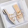 Fashion Ladies Slippers Summer New Outdoor Rivet Slippers Women's Middle Heel Sandals Women Slippers Plus Size 41-43