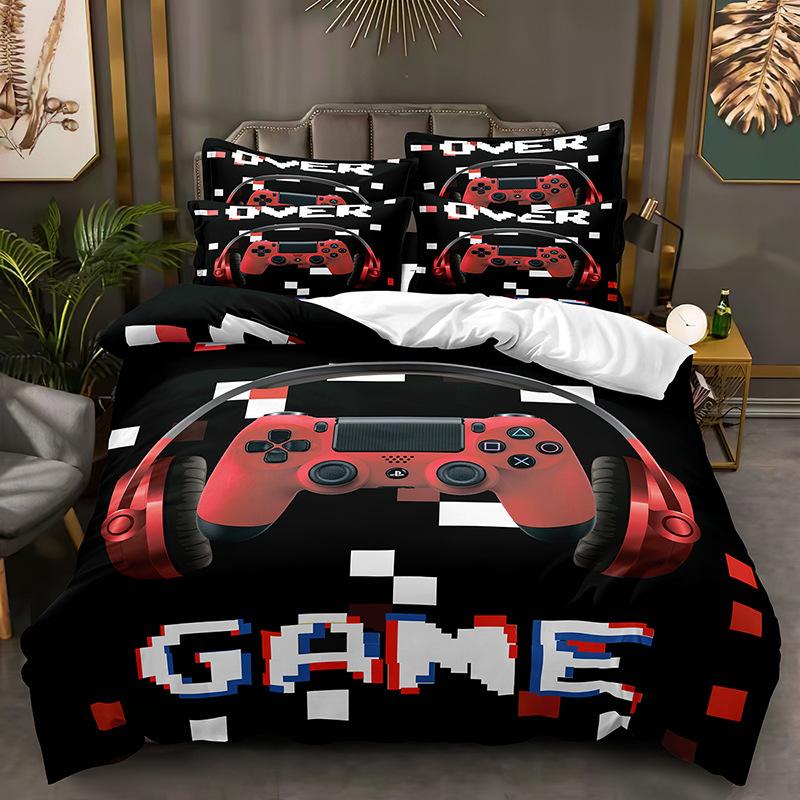 Легкий 3D игровой комплект постельного белья с игровой ручкой, пододеяльник DE135 * 200, полноразмерный чехол для кровати, одинарный/двойной с молнией, мягкий пододеяльник