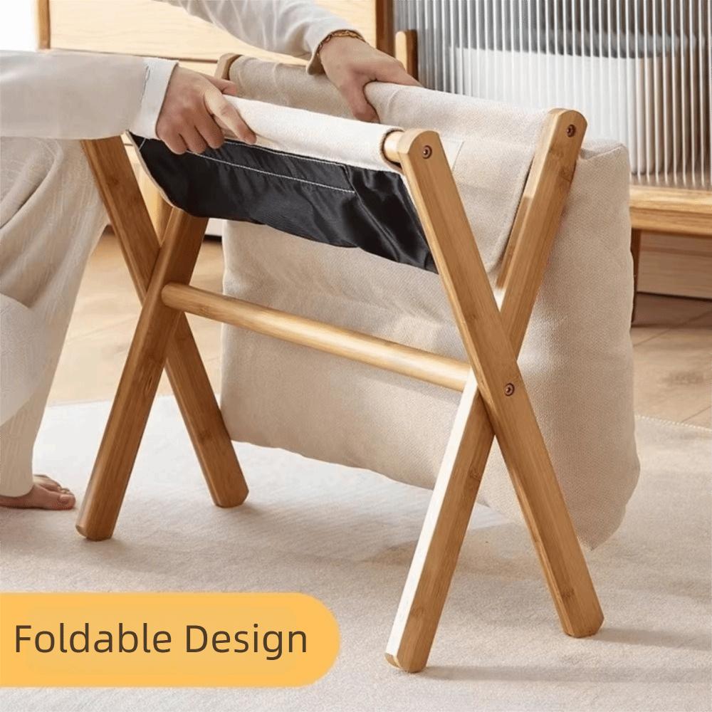 Cotton-filled Cushion Footstool Compact Design Folding Stool Shoe Changing Stool Entryway Use
