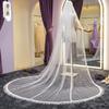 300 см Кафедральная кружевная фата с кисточками, Свадебная фата Extra Long Wide Soft Tulle с кружевной бахромой в виде слезы для невесты