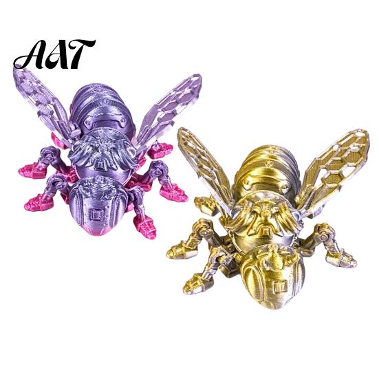 Movable Jointed Fantasy Creature 3D Printed Articulated Bee Fidget Toy, Flexible Joint Figurine with Keychain, Creative Desktop Gift for