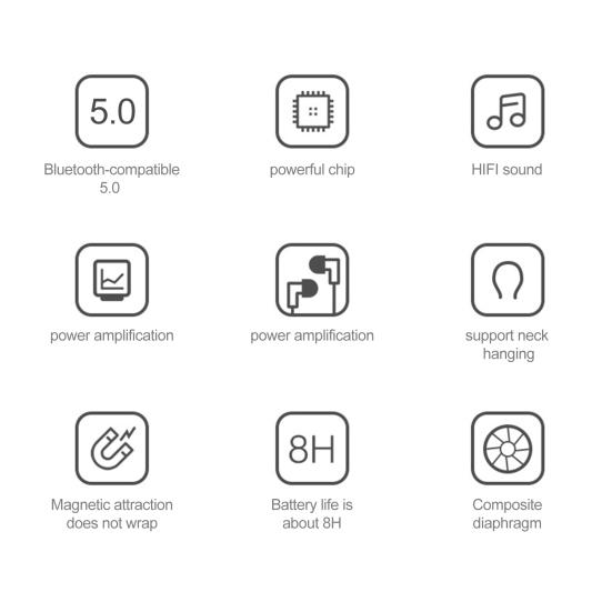 Bluetooth-совместимая магнитная беспроводная гарнитура-ожерелье handsfree для четких звонков, спортивная стерео-гарнитура