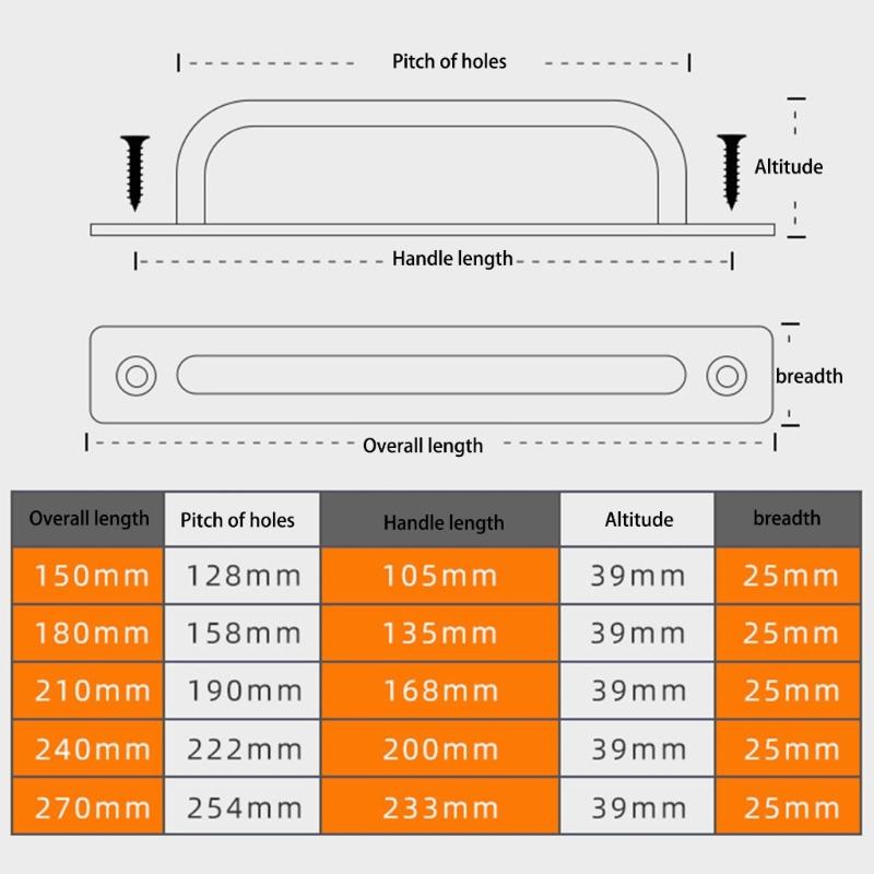 Pack of 2 Practical Sliding Door Handles Hole Center Aluminum Alloy with Mounting Screws for Indoor Outdoor Use