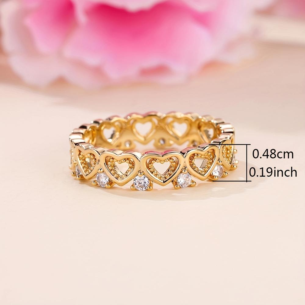 Hollow Hearts Finger Rings for Women Gold Color Available Daily Wear Exquisite Female Accessories Girls Gift Fashion Jewelry