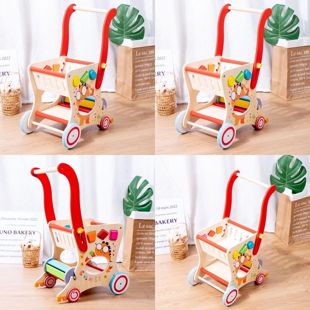 Деревянная многофункциональная детская тележка для малышей, ходящих, распознавание форм, фестивальные подарки