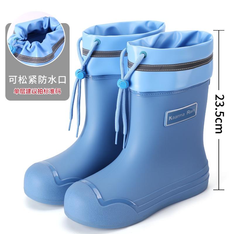 Rain shoes women's outer wear medium tube elastic mouth rain boots flat bottom work nonslip female students sea shoes