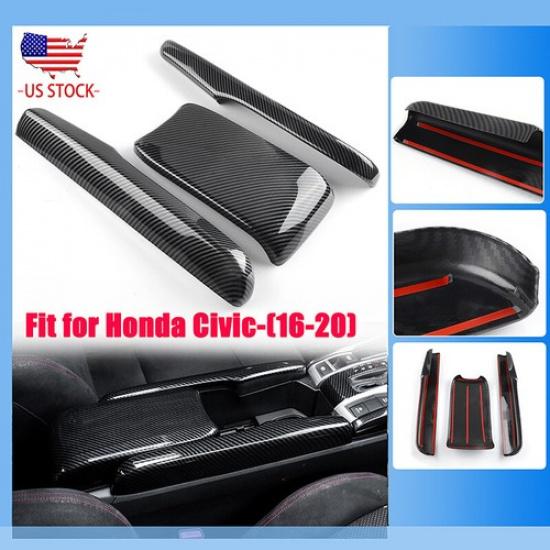 Подходит для Honda Civic 2016-2020 Стиль карбонового волокна Крышка бокса подлокотника Центральная консоль