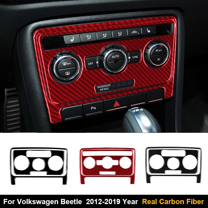 Real Carbon Fiber Car Center Console Air Conditioner CD Panel Sticker For Volkswagen Beetle 2012-2019 Interior Accessories
