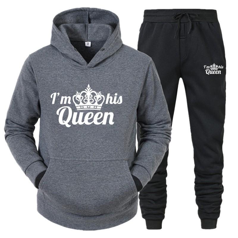 Unisex Hooded Sweatshirt Jogger Pants Set Casual Winter Outfit Cotton Blend Warm Tracksuit