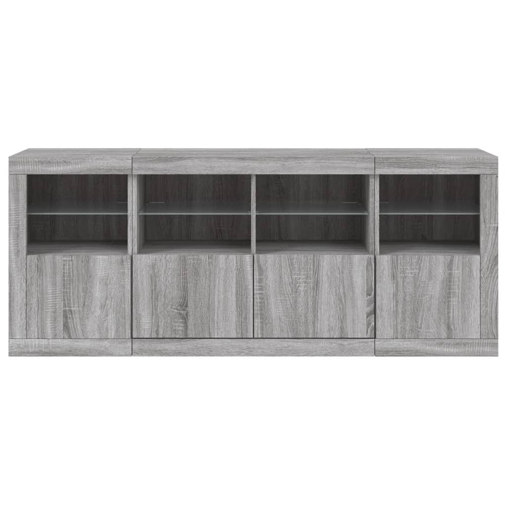 Sideboard with LED Lights Grey Sonoma 163 x 37 x 67 cm