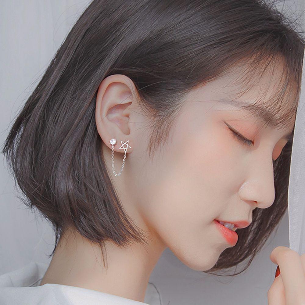 star Double Ear Holes Female Ear studs Star Ear studs Ear Chain Earrings Korean Style Earrings
