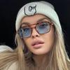 Small Vintage Square Sunglasses Women Brand Designer Mirror Sun Glasses Female Fashion Retro Leopard Frame Blue