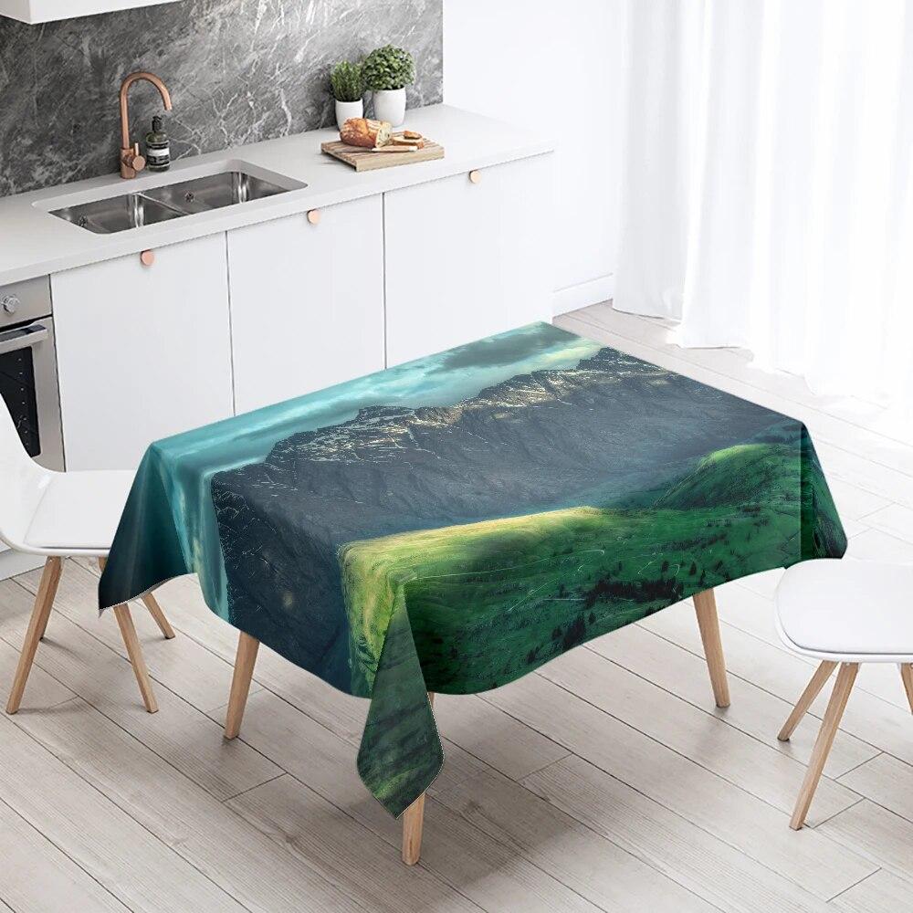 Natural Landscape Tablecloth Camping  Antifouling Waterproof Rectangular  Dining Table Home Decoration