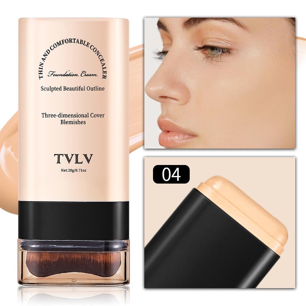 Тональная основа TVLV Eraser с кистью: Осветлите тон кожи с помощью стойкой жидкой основы и консилера, 20 г.