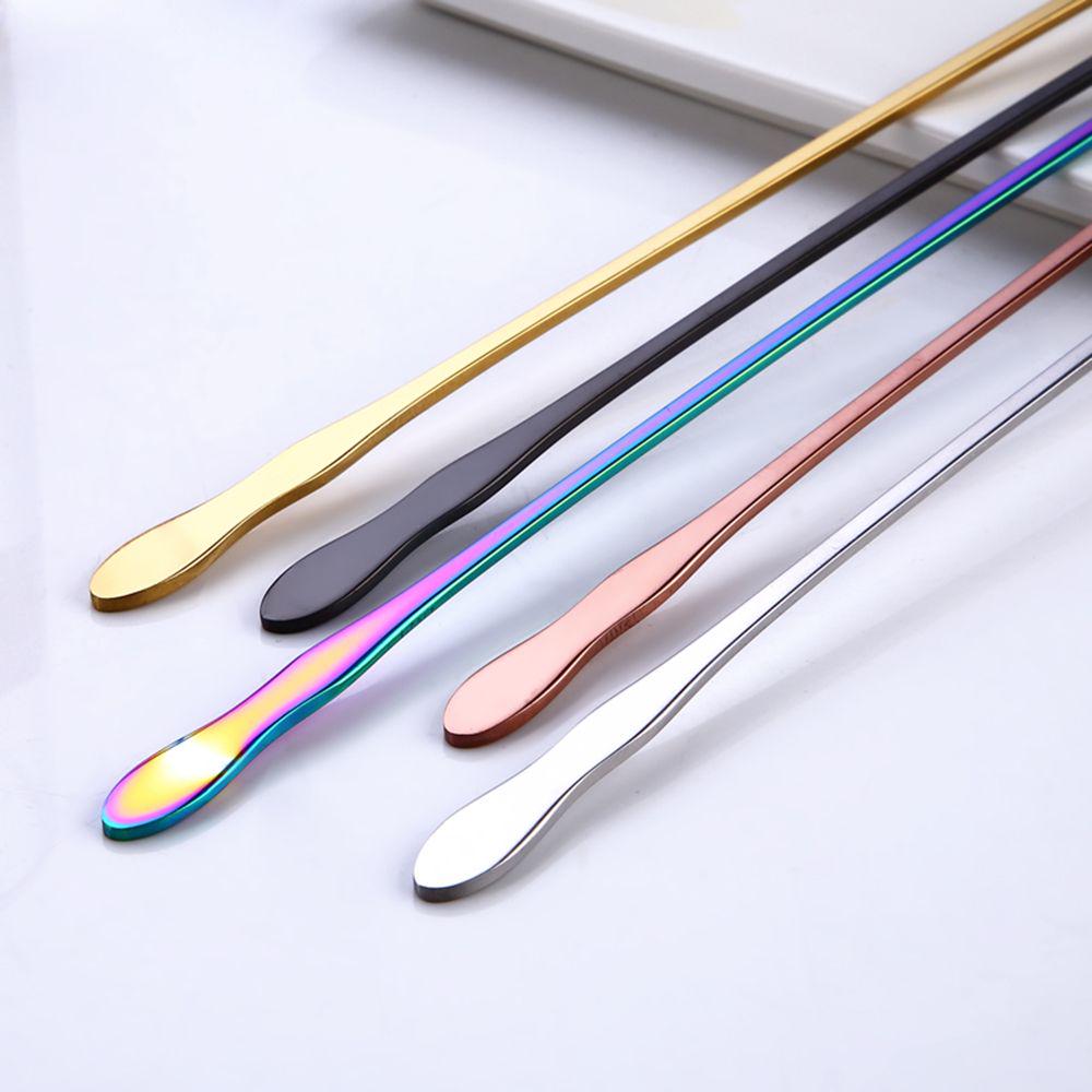 Ice Cream Long Handle Rainbow Stir Spoon Dessert Scoop Stainless Steel Tableware Dinnerware
