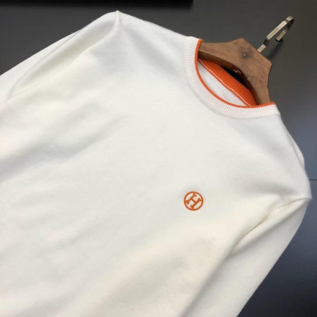 Trendy Embroidered Letter Round Neck Knitted Sweater - Men's Light Luxury Autumn/Winter.