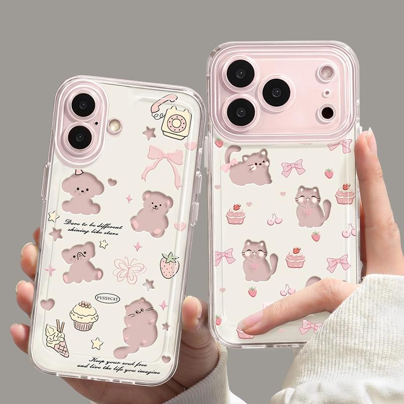 Чехол для мобильного телефона Bow Puppy Apple 17 17Promax Противоударный 17Pro Розовый Воздушный Защитный Чехол 16 Мягкий Чехол 15