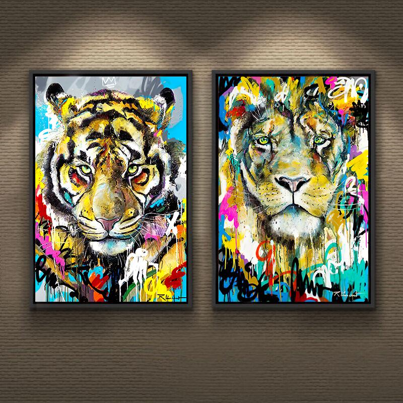 Акварельный тигр, лев, постер с животными, холст, картина, граффити, дикая жизнь, настенная художественная картина для современной гостиной, домашний декор, Cuadros