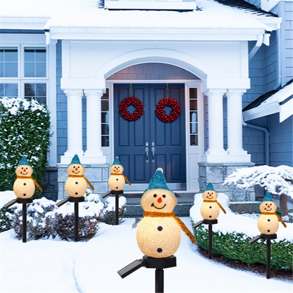 Christmas Solar Snowman Light Outdoor Waterproof Snowman Christmas Stake Solar Light Garden