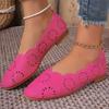 Fashion Comfortable Leather Woman Pointed Toe Flats Summer Lady Hollow Out Loafers Women Shoes 2025 Women Flat Loafers Shoes