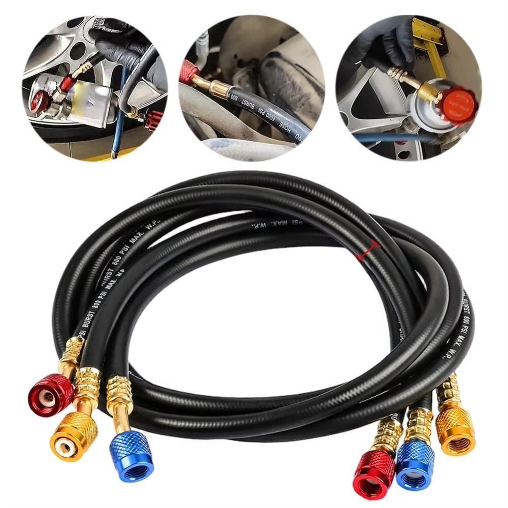 Rubber Charging Hose Set Fluoridation Detection SAE Standard Refrigerant Charging Hoses 4000psi Burst Pressure