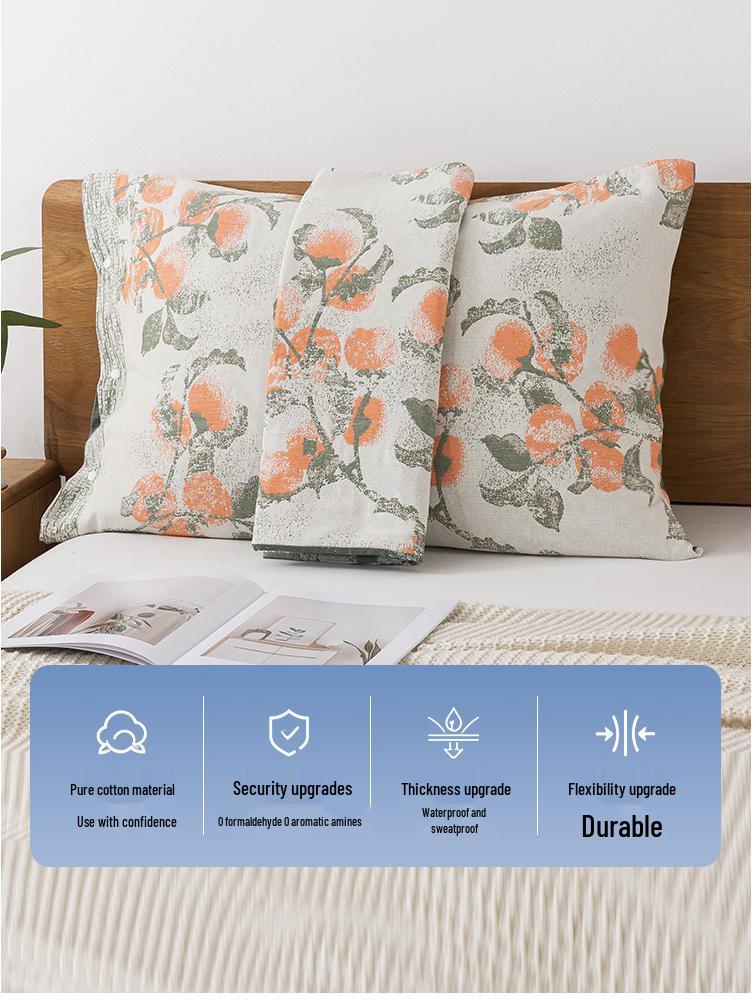 Наволочка из чистого хлопка с марлевой фактурой: Не скатывается, не выцветает, впитывает пот, устойчив к пятнам - Идеально для взрослых.