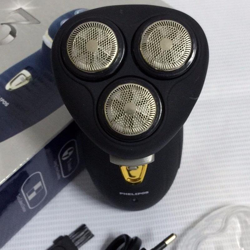 Черная трехголовочная бритва, перезаряжаемая электробритва для мужчин, для лица