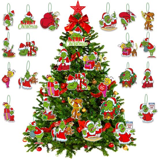 16Pcs Christmas Tree Hangers Xmas Style Easy To Hang Create Atmosphere Festive Santa Claus Decorations Pendant