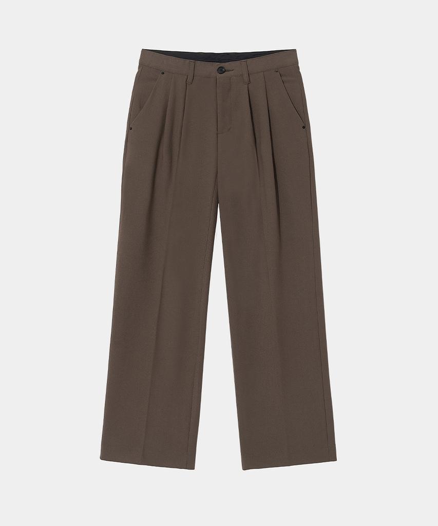MAISON MINED Брюки с двумя защипами широкие Saint Коричневые