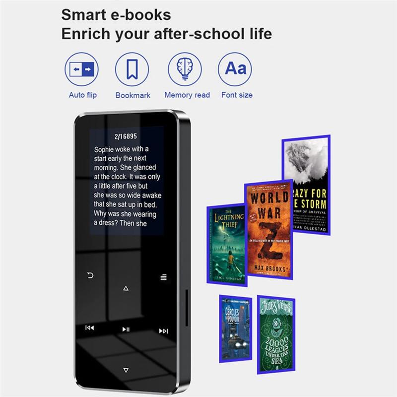 НОВЫЙ 1,8-дюймовый металлический сенсорный MP3 MP4 музыкальный плеер Bluetooth 4.2 поддерживает карты, с FM-будильником, шагомером, электронной книгой, встроенным динамиком