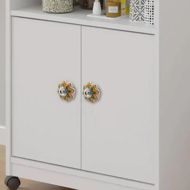 1 шт. Железный материал Винтажная ручка для шкафа Европейский стиль Расписной узор Изысканная форма тыквы Украшение для дома Многоцветный