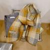 Korean Style Plaid Fleece Scarf Coldproof Winter Cashmere Shawl Elegant Curly Wool Scarf  Women