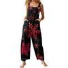 Womens Casual Overalls Jumpsuits Adjustable Straps Sleeveless Print Comfy Rompers With Pocket