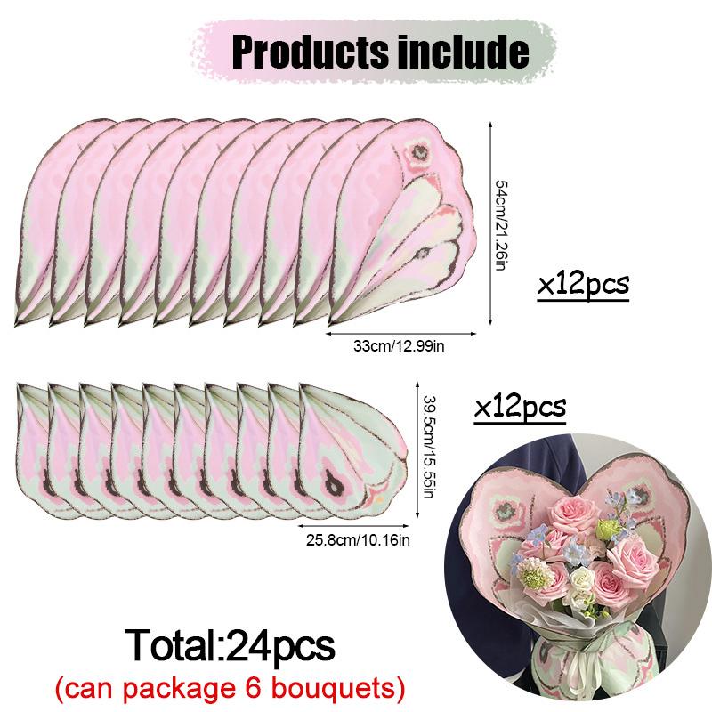 24Pcs Butterfly Wings Shape Flower Wrapping Paper Bouquets Packing Material Wedding Birthday Party DIY Gift Decoration Supplies