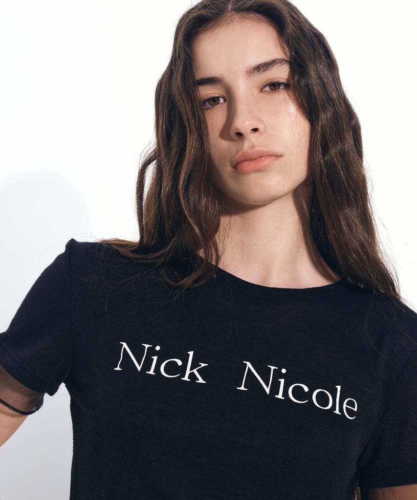 Nigaennikol Nicole Прозрачный многослойный топ с логотипом_Черный