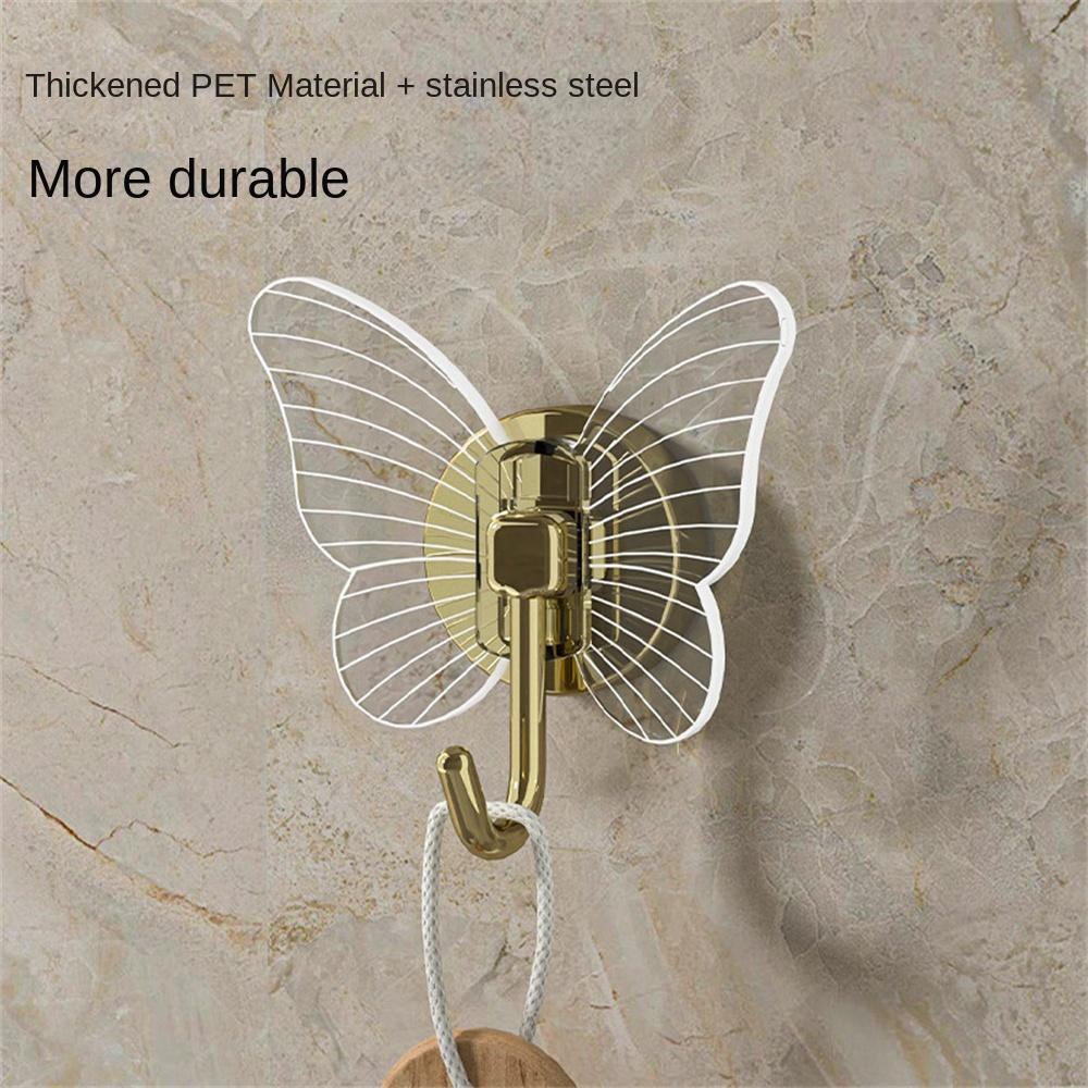 Акриловый крючок в форме бабочки, прозрачный крючок, шапки для пальто, шляпа, шарф, сумка, настенная вешалка для дрели, прочный клей, держатель для украшения стены