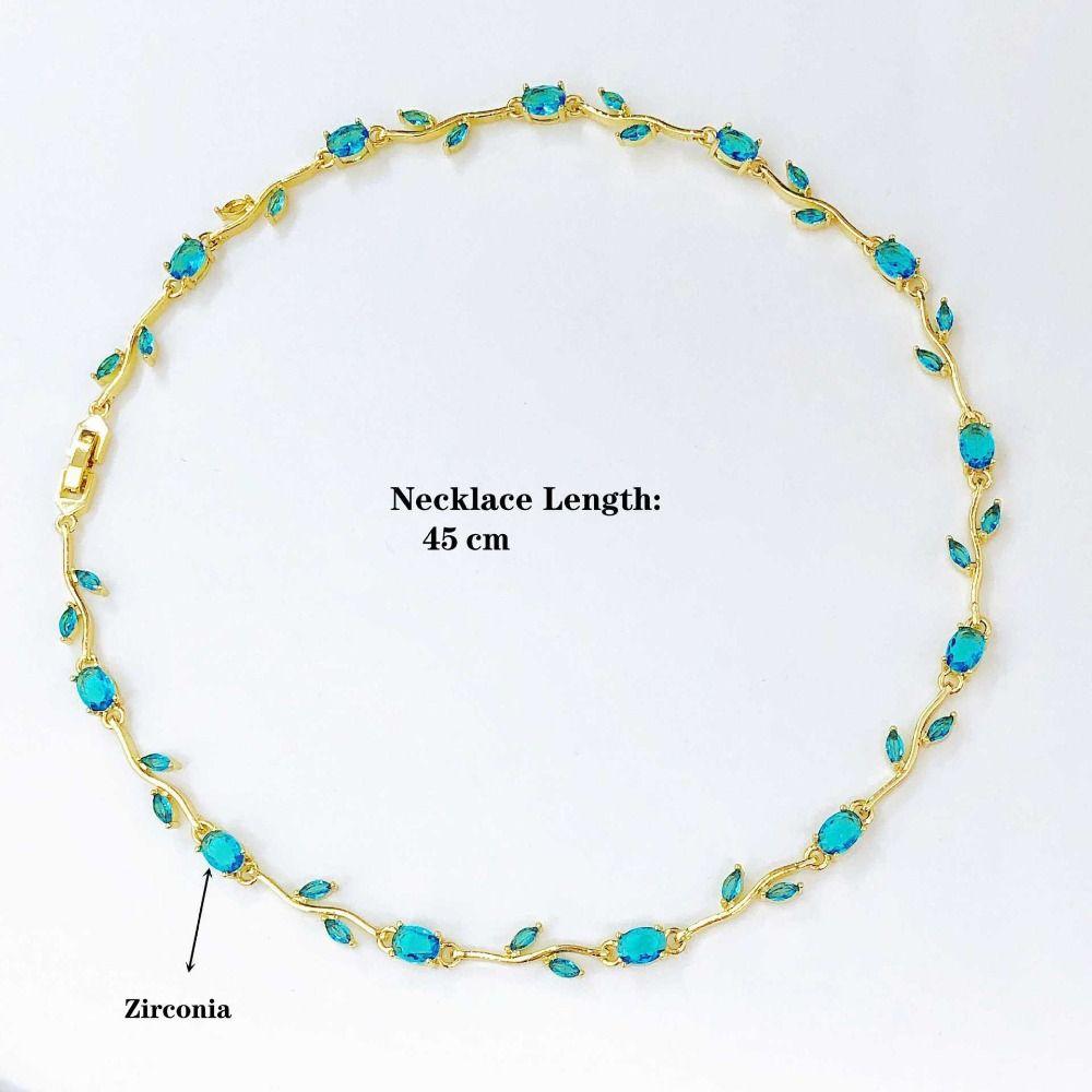 Multicolour Rose Flower Necklace Light Luxury Crystal Leaf Necklace Zircon Necklace  Women Girls