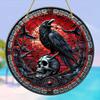Crow Suncatcher 8"x8" - красочное искусство черепа для окон и стен, идеально подходит для любого сезона, декор крыльца и сада, идеальный подарок, украшения на Хэллоуин