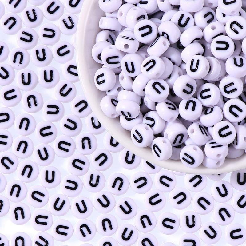 100 шт./пакет DIY Черно-белые английские акриловые бусины-буквы Ручная работа Браслеты Ожерелья Бусины Аксессуары