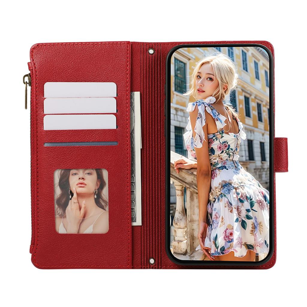 For Samsung Galaxy A35 5G Case Multi Card Slots Zipper Leather Phone Cover with Wrist Strap