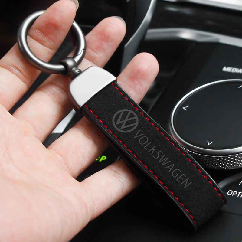 Car Metal Key Chain Keyrings Braided Rope Key Cover Sticker For VW Golf Polo Jetta Tiguan Passat Touran Beetle Polo Key Chain zw3
