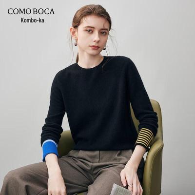 Женский джемпер Komon Boca 2025 Осень/Зима, Цветные блоки, Кашемир, Круглый вырез