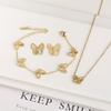 High Quality Metal Stainless Steel Laser Butterfly Zircon Set Bracelet Necklace Earrings Luxury for Women Party Zircon Clover
