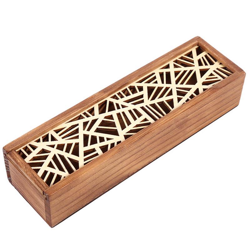 Portable Retro Box Hollow Wood Pencil Case Storage Box Students Cute Wooden Pencil Box Multi Station