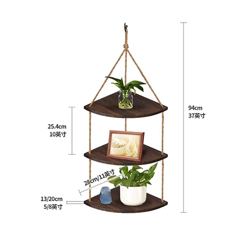 Новая 1× Ретро Веревочная Деревянная Подвесная Стойка Угловая Настенная Полка Домашний Органайзер Стойка