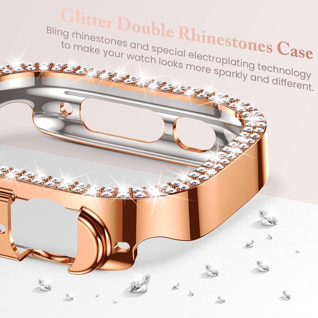 Алмазный чехол для Apple Watch Case Ultra/Ultra 2 49 мм Аксессуары Защитный Алмазный Жесткий Поликарбонатный Бампер Рамка iWatch Защитные Чехлы