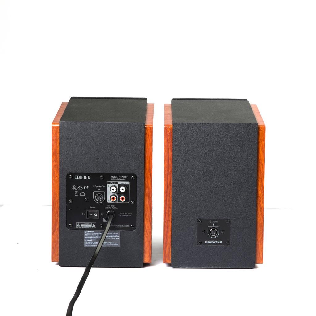 Edifier R1700BT Bluetooth Active Speaker 66W Amplifier Tweeter and Wooden Classic Red Brown Bookshelf/for PC/PS5/TV, Output, Built-in - 0.75" 4"