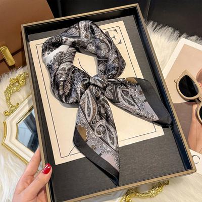 Spring and Autumn NEW Paisley Square Scarf Women Satin Shawl Wrap Hijab Female Hair Luxury Headkerchief Sun Protection Bandana