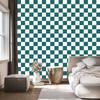 Checkerboard wallpaper turquoise and white, turquoise background 50x1000