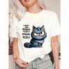 Cute Cat Graphic Oversized T-Shirt Black I Don't Like Morning People Or Morning Or People Print Unisex Casual Wear For Home And Everyday Use